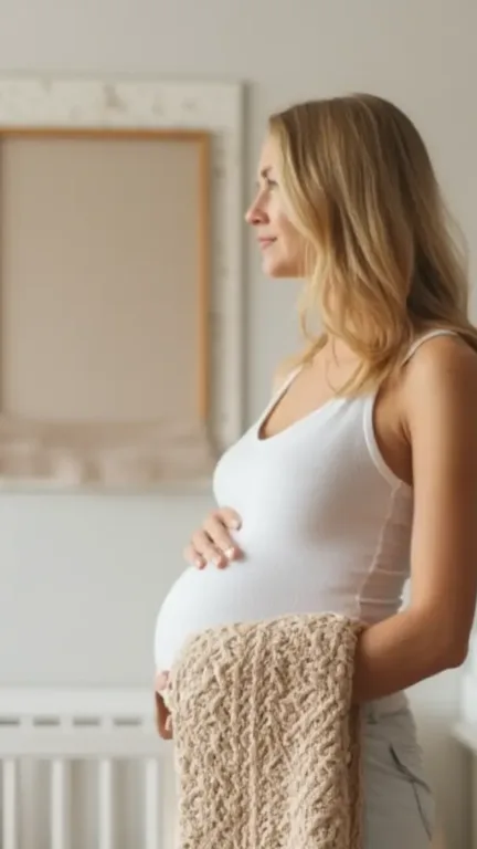 a pregnant woman stands